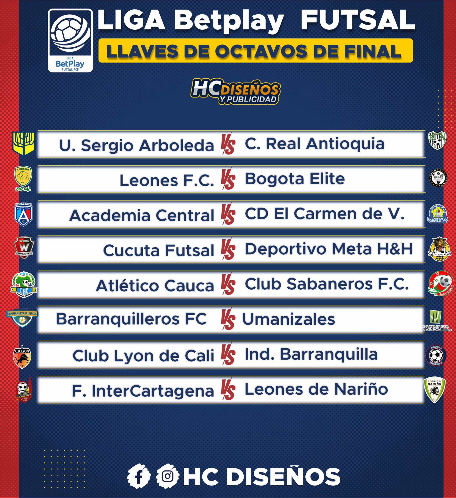 Llaves de Octavos de Final - Liga BetPlay FUTSAL